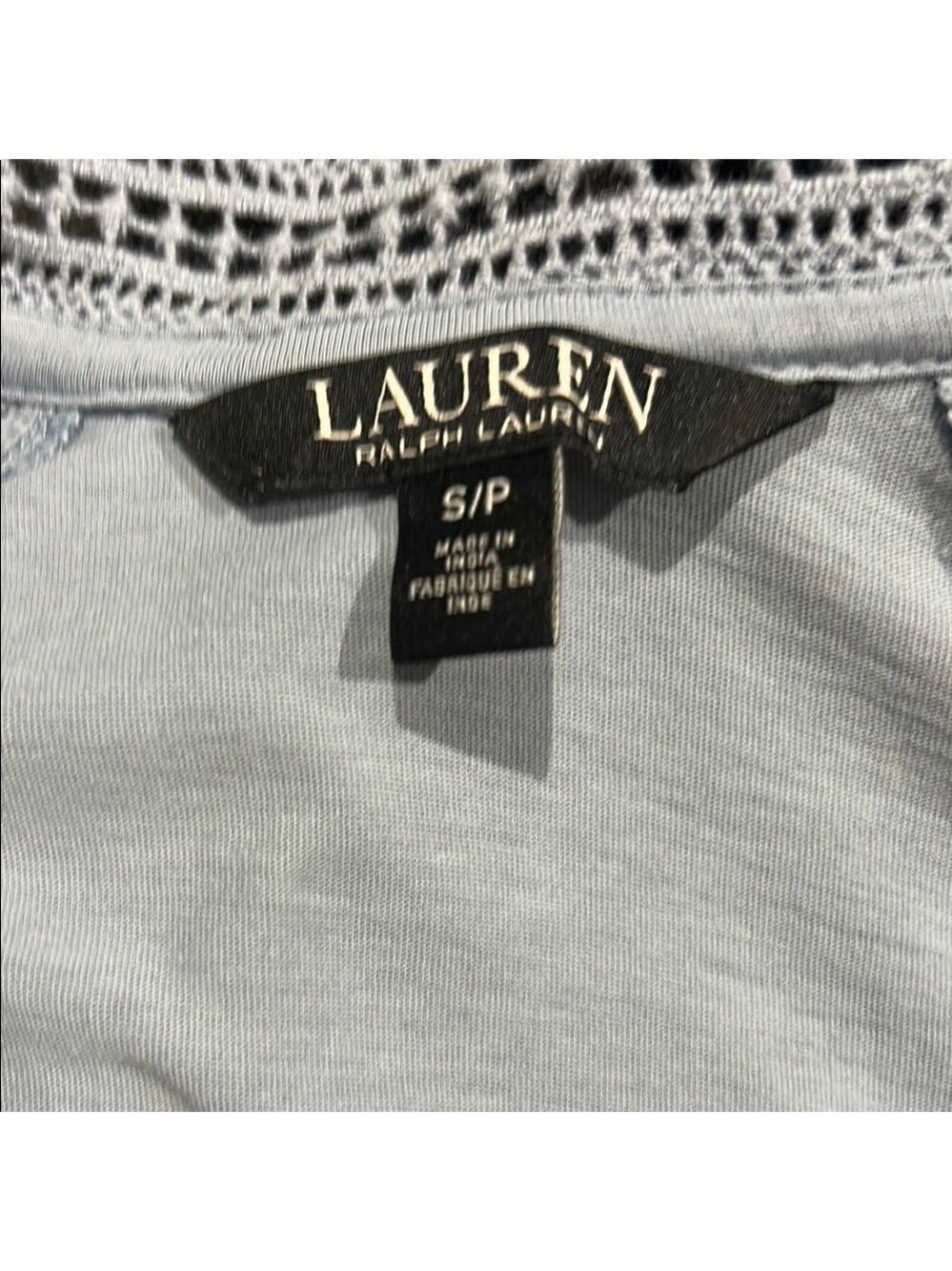Lauren Ralph Lauren Light blue Cap Lace Sleeve Blouse - Picture 4 of 5